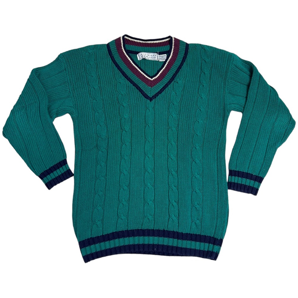 Vintage Preppy Teal Sweater • Size Large 🌿